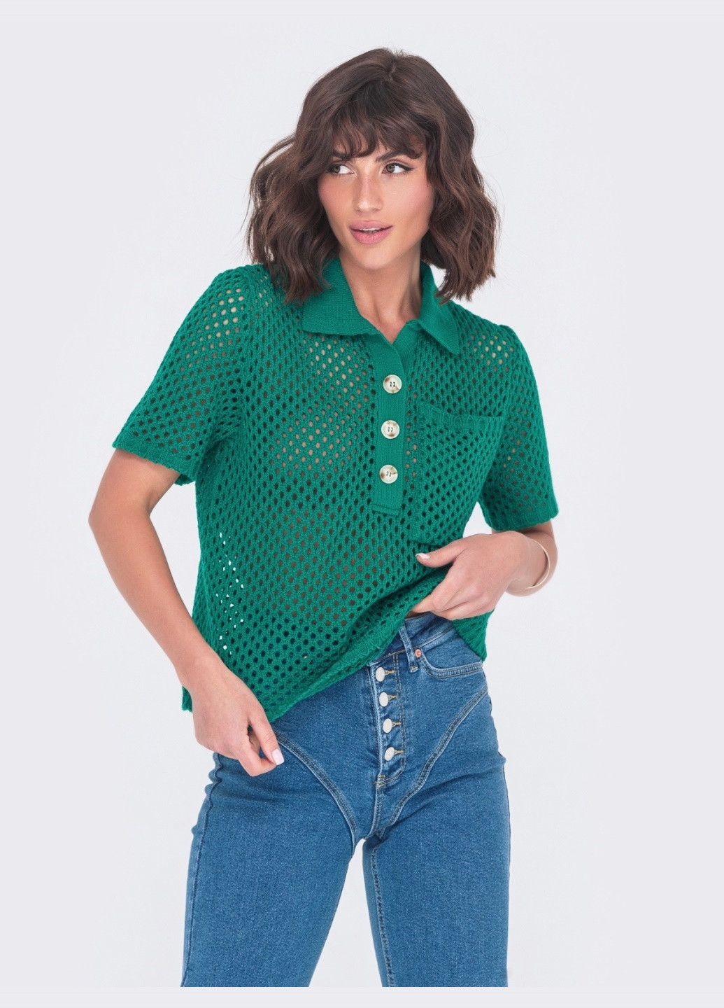 вязаная футболка зеленого цвета Dressa - (260041085)