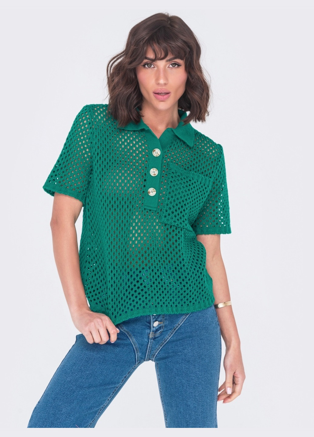 вязаная футболка зеленого цвета Dressa - (260041085)