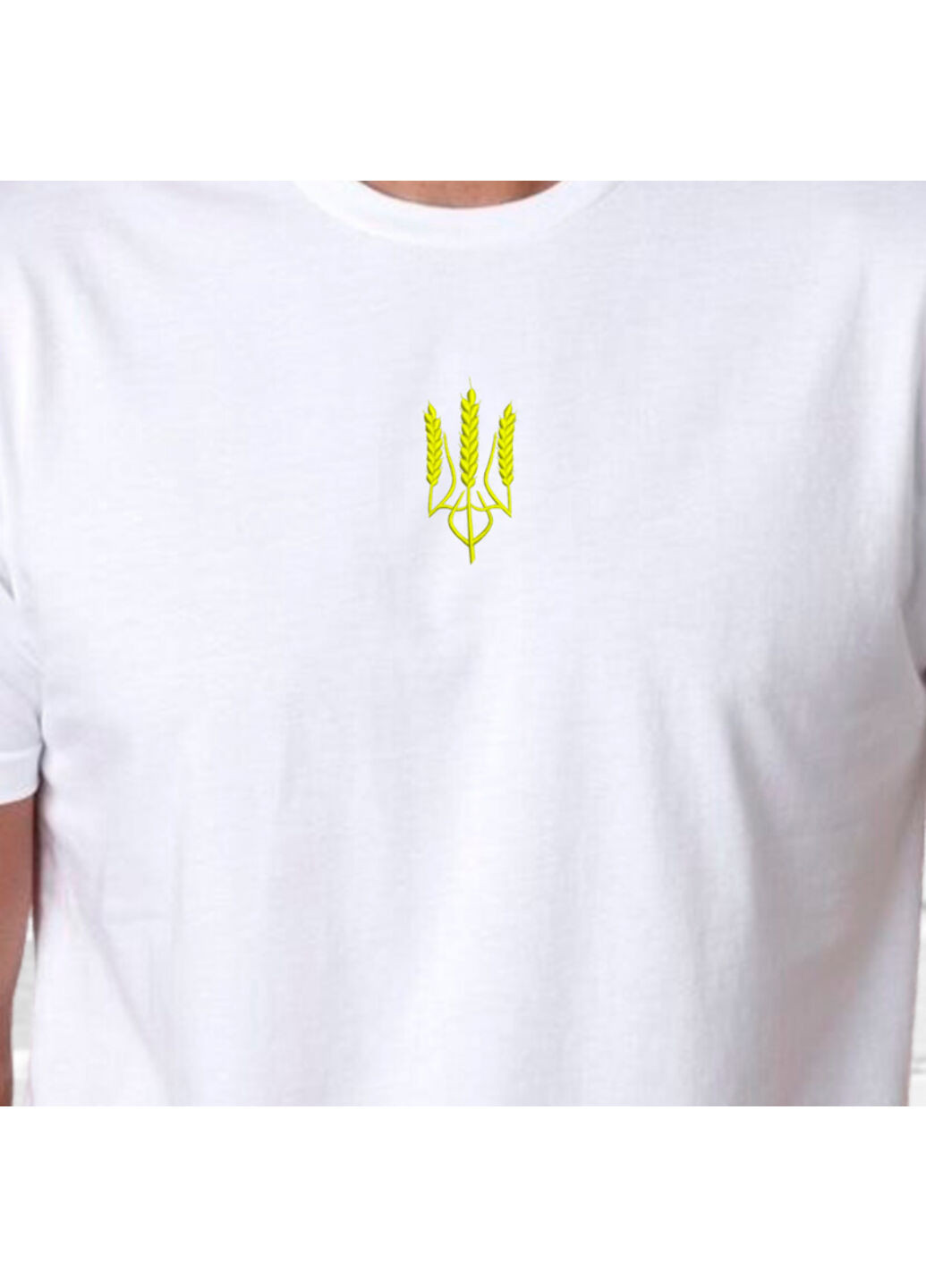 Белая футболка з вишивкою тризуба 01-4 мужская белый 2xl No Brand