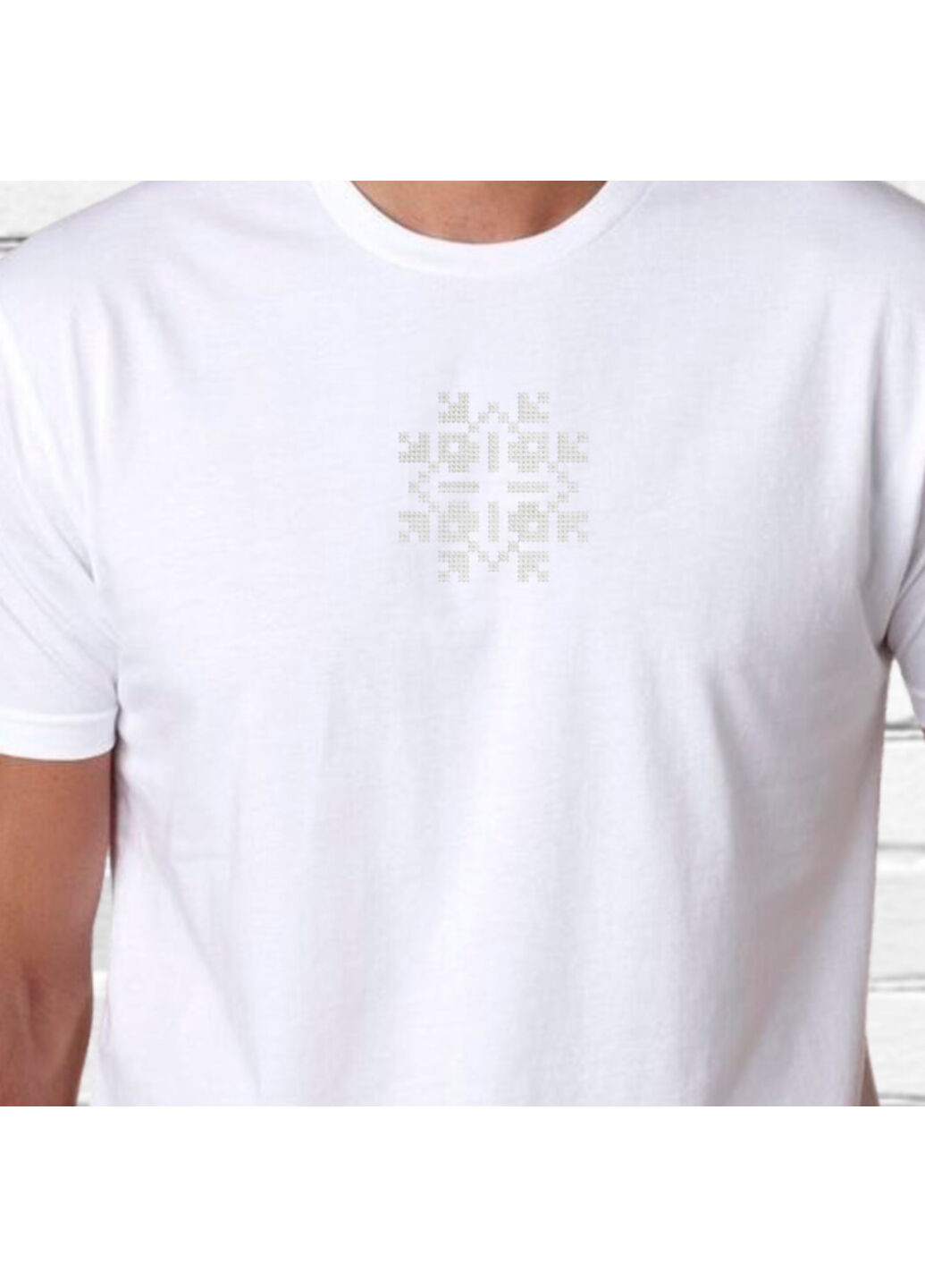 Біла футболка етно з вишивкою 01-22 чоловіча білий m No Brand