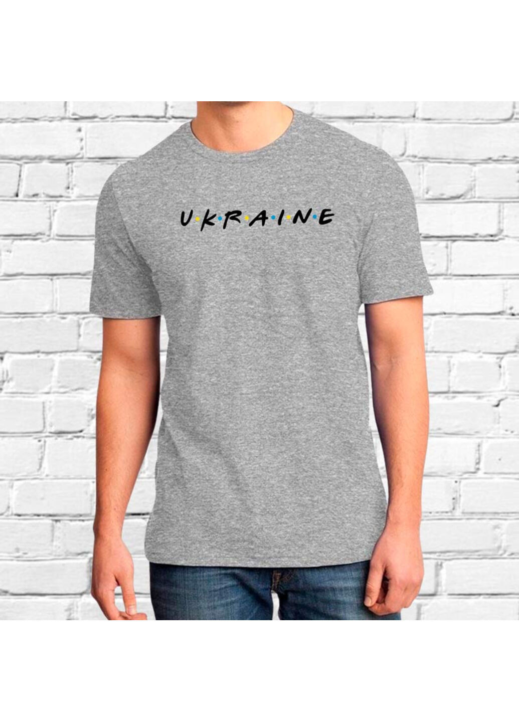 Серая футболка серая с вышивкой украина мужская серый m No Brand