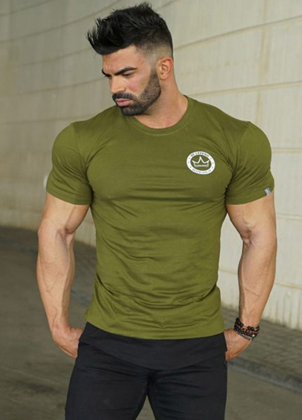Хаки (оливковая) зеленая мужская футболка с коротким рукавом Meng d.g.o.s