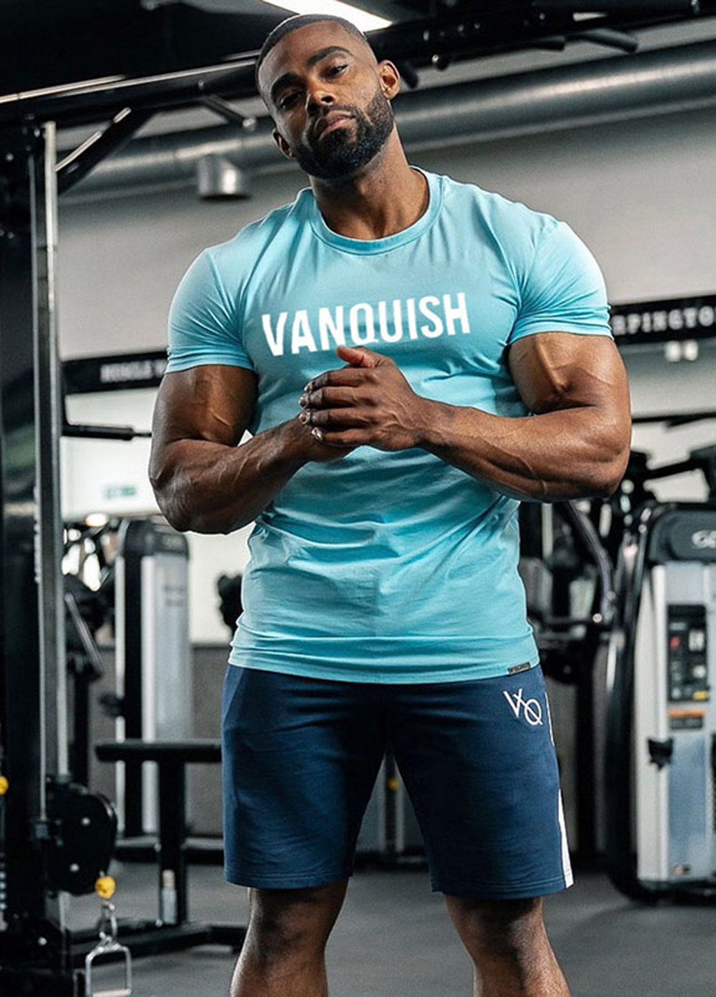 Голубая мужская модная футболка с коротким рукавом VQH