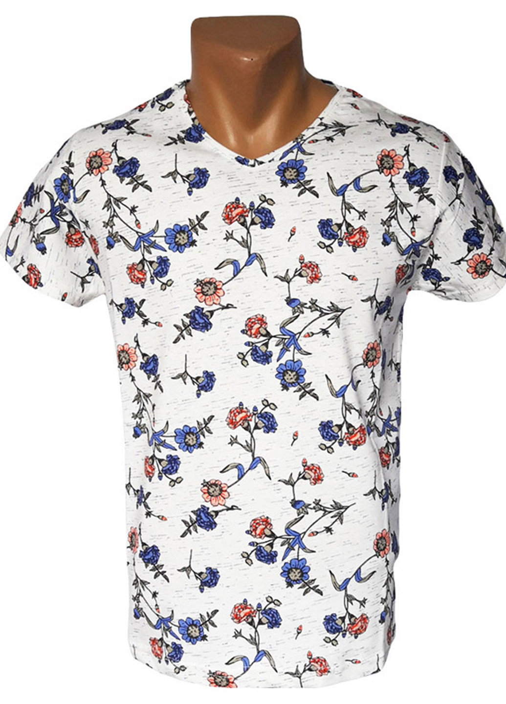 Біла чоловіча футболка з квітами з коротким рукавом WDR
