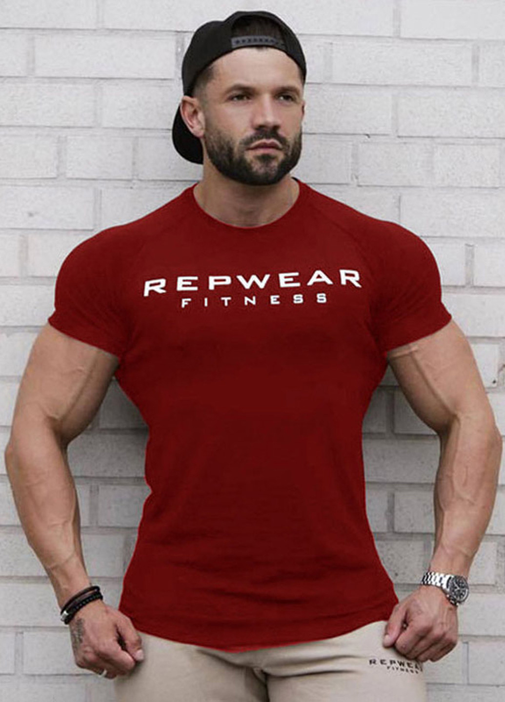 Бордовая мужская футболка с коротким рукавом Alpha