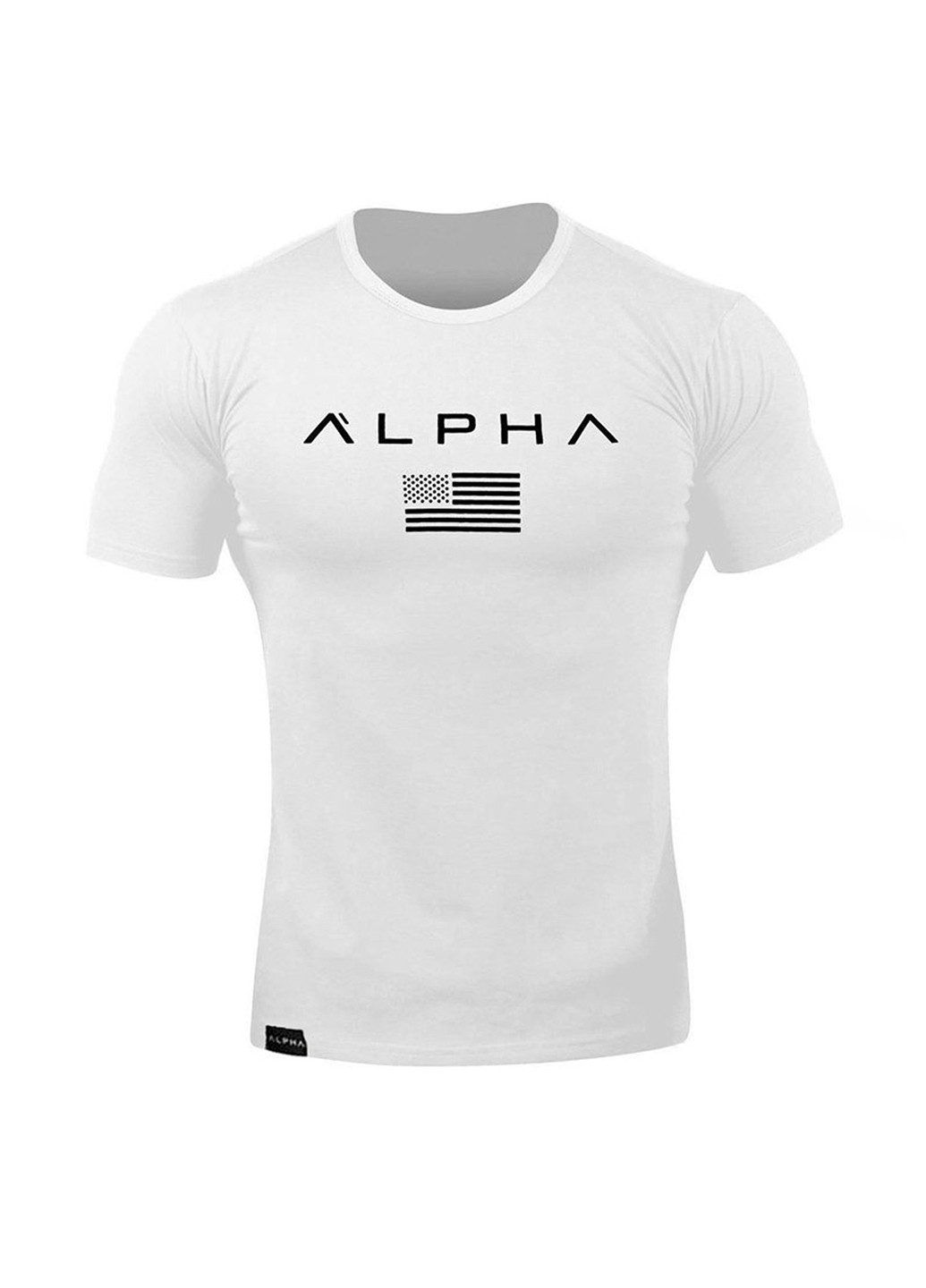 Біла футболка в американському стилі з коротким рукавом Alpha