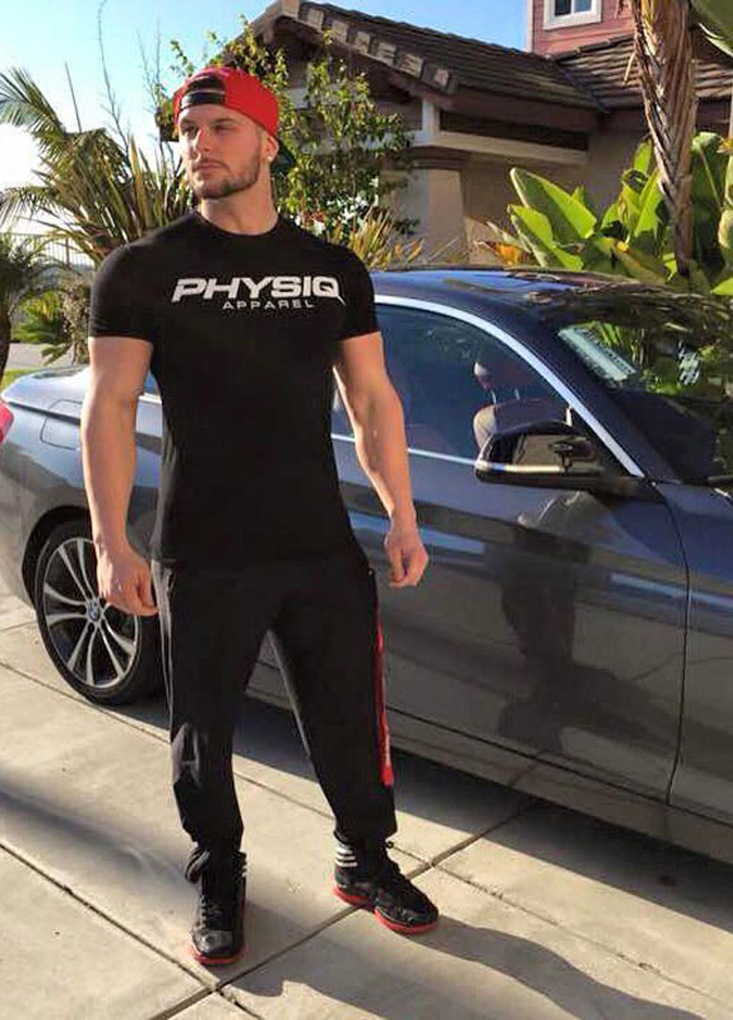 Черная мужская обтягивающая футболка с коротким рукавом Wolf Fitness