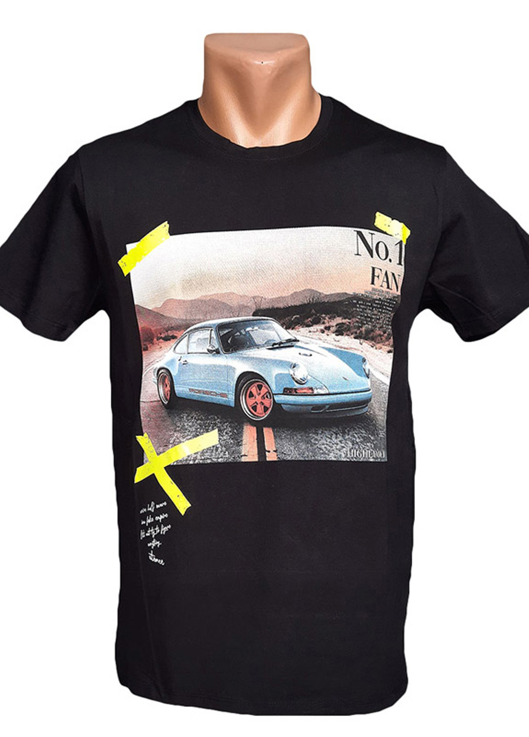 Чорна чорна бавовняна футболка з коротким рукавом Highlander