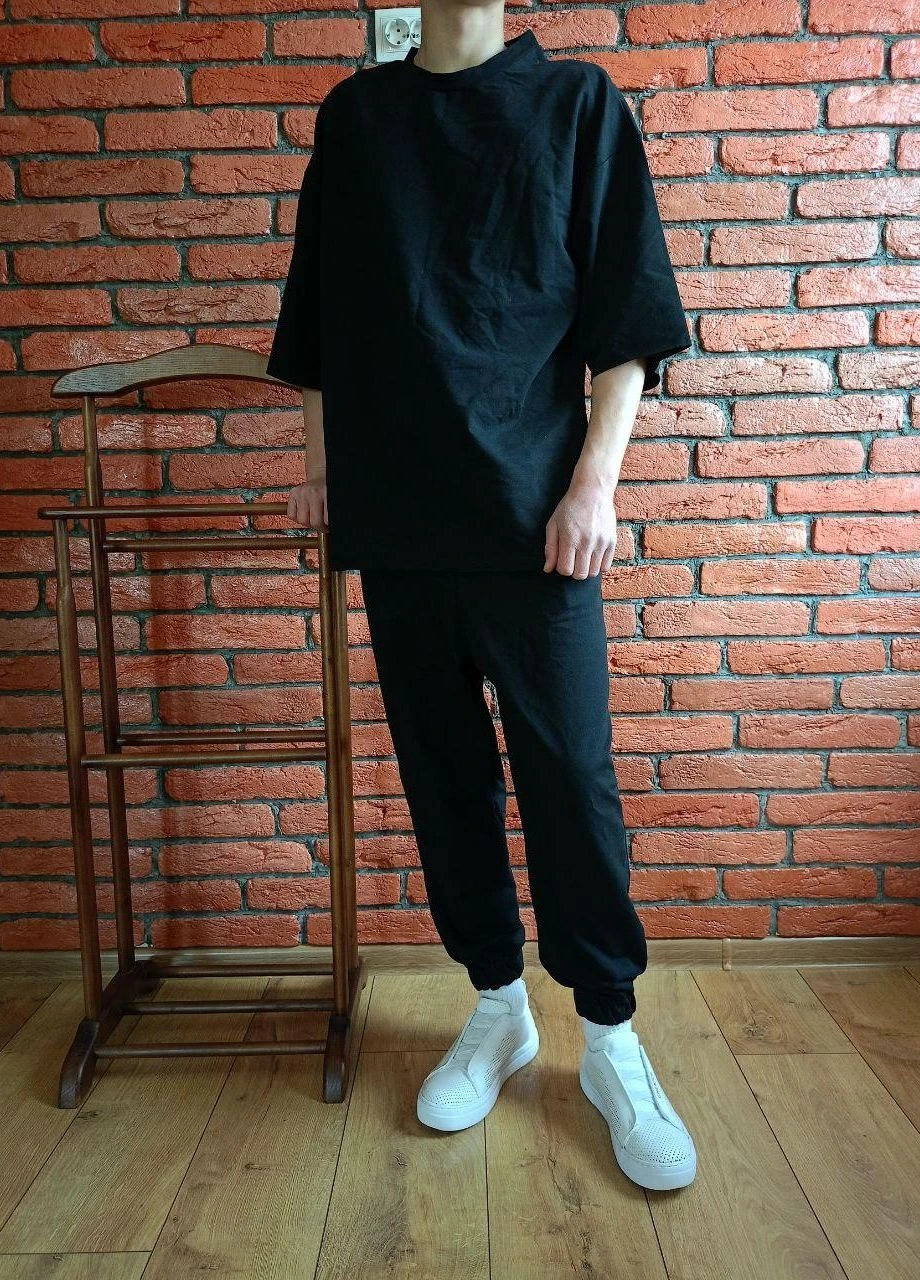 Черный Комплект Футболка + Штаны мужской летний Oversize | Спортивный костюм мужской летний ЛЮКС качества No Brand (260062536)