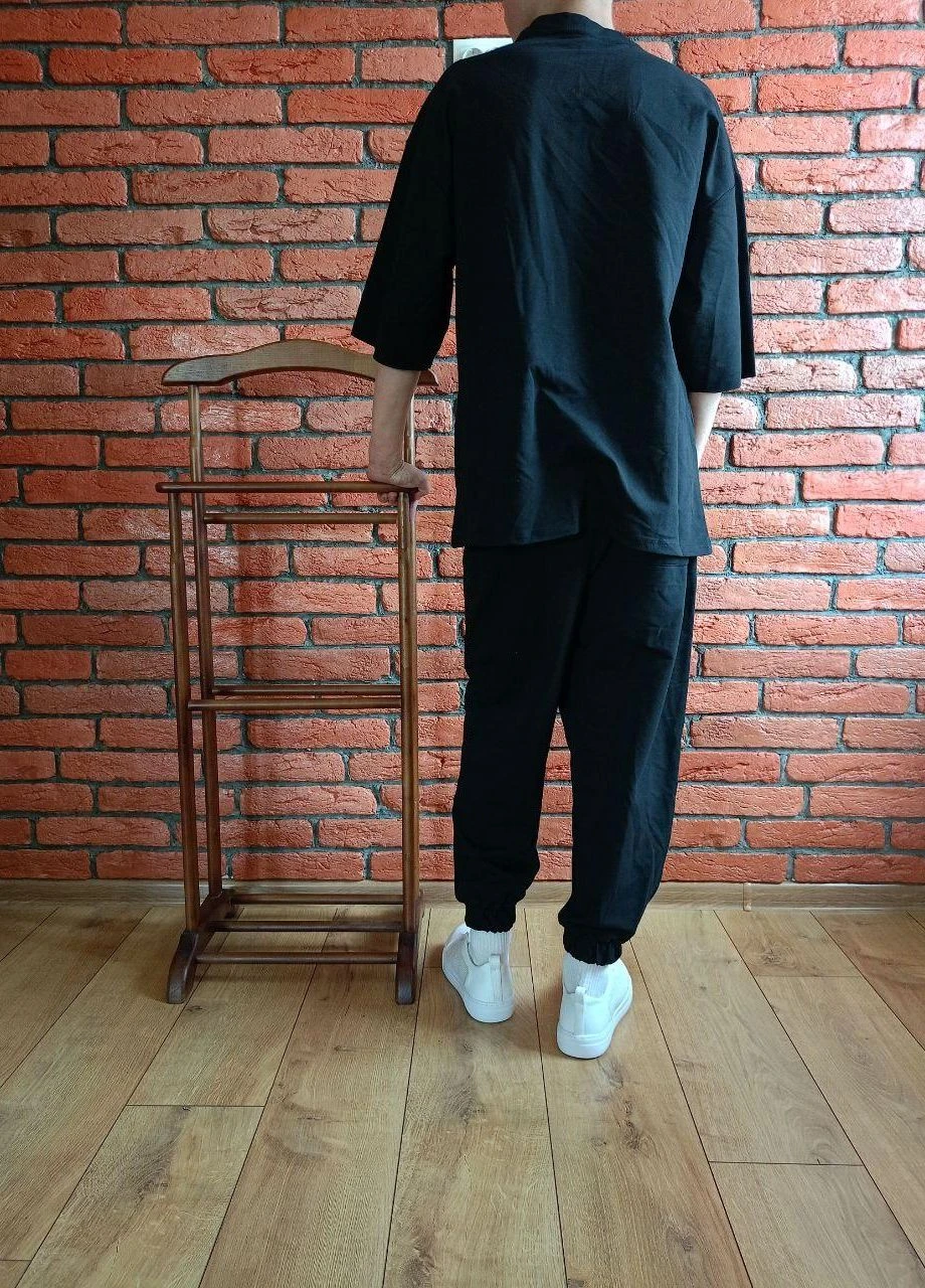 Черный Комплект Футболка + Штаны мужской летний Oversize | Спортивный костюм мужской летний ЛЮКС качества No Brand (260062536)