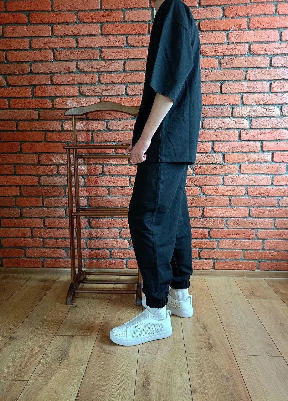 Черный Комплект Футболка + Штаны мужской летний Oversize | Спортивный костюм мужской летний ЛЮКС качества No Brand (260062536)