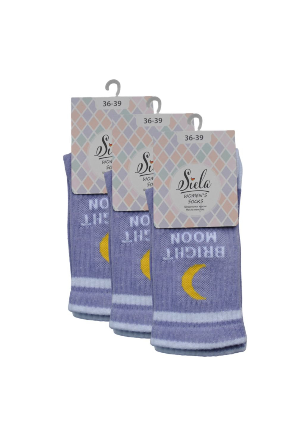 Фиолетовые набор (3 шт.) носков женских высоких Siela рисунки (260063093)