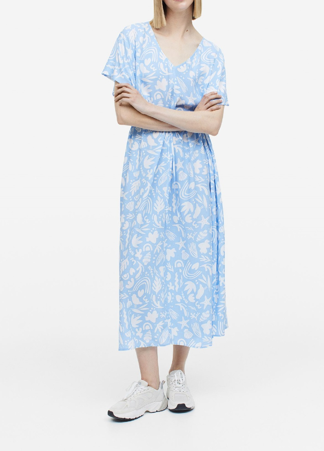 Блакитна кежуал сукня H&M з квітковим принтом