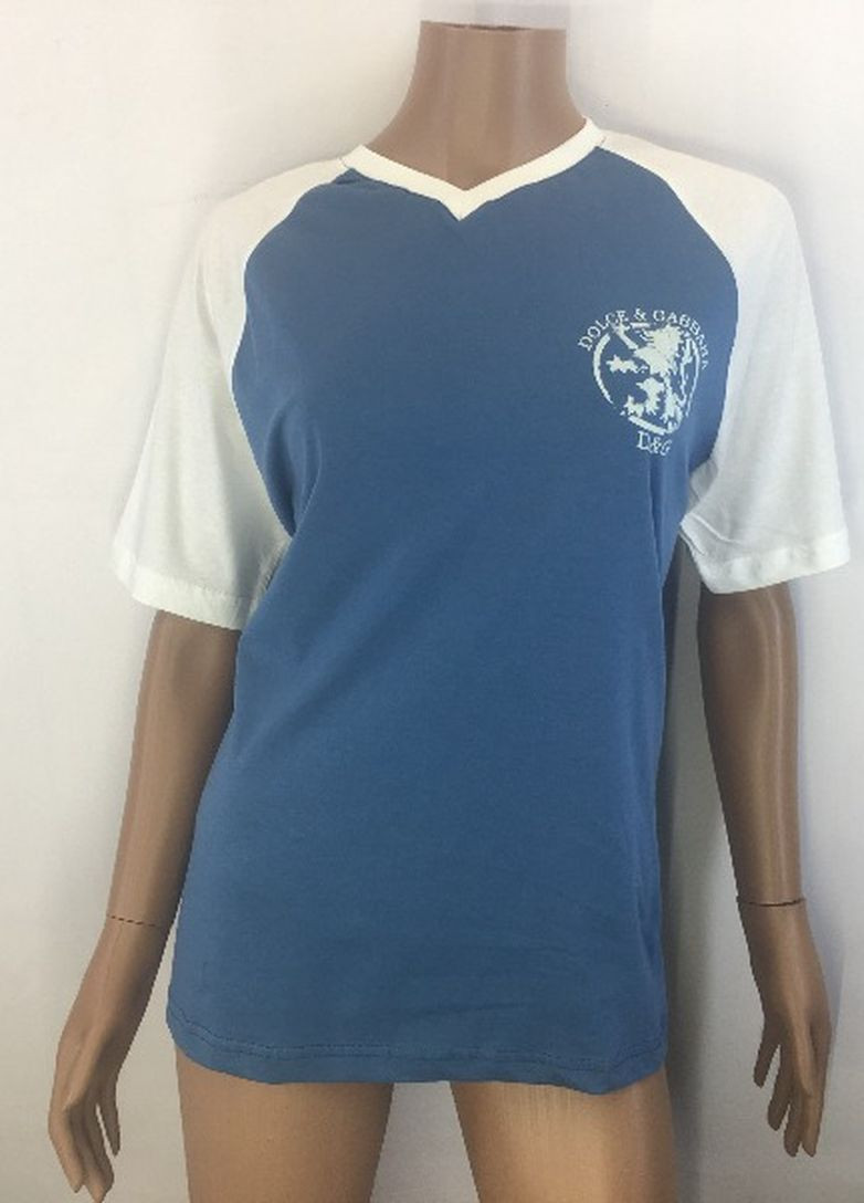 Голубая летняя футболка с коротким рукавом DOLCE&GABBANA