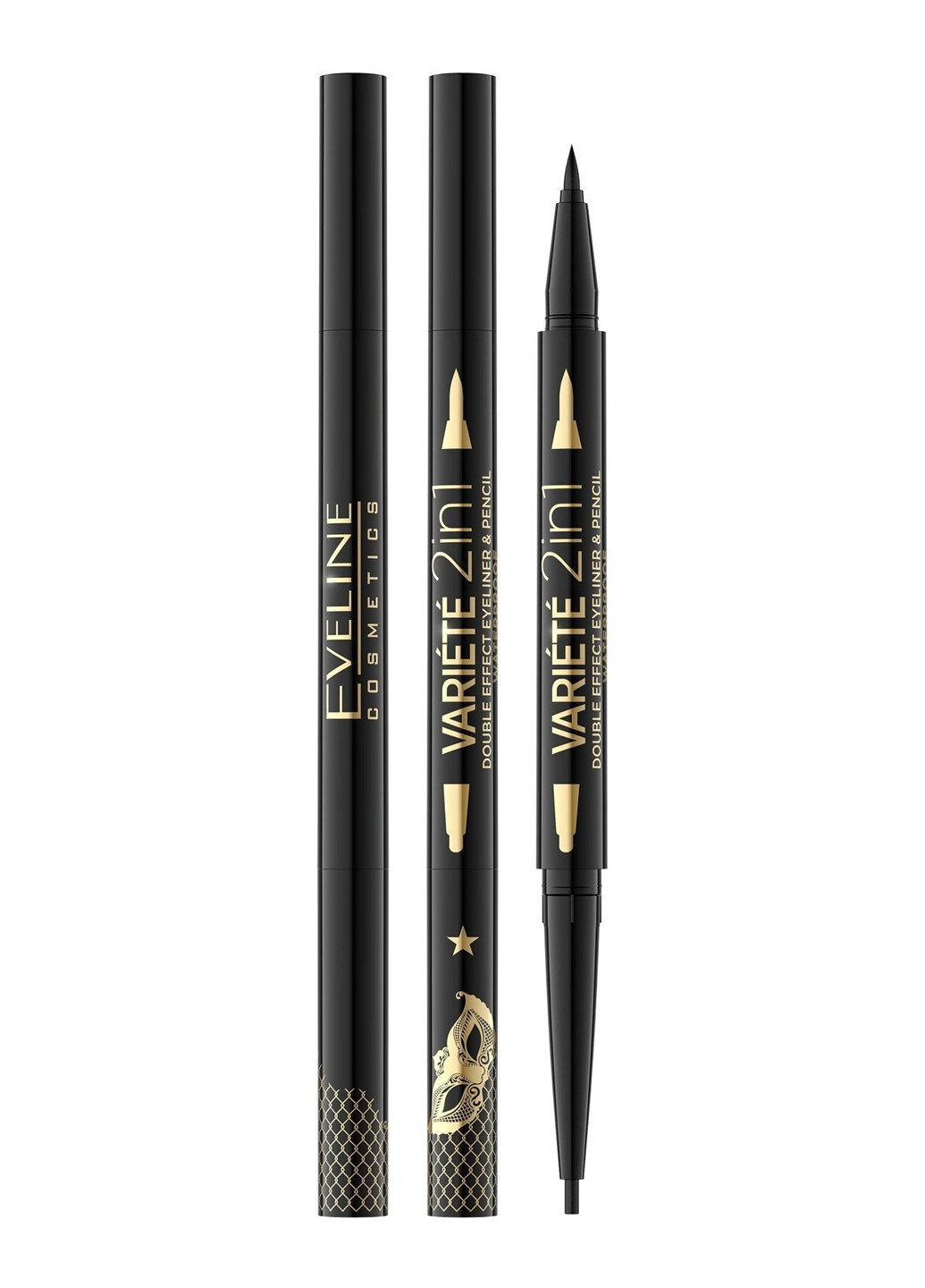 Двосторонній водостійкий олівець-підводка для очей 2в1 Eveline Ultra Black Variete 2in1 Eveline Cosmetics 5901761965773 (260072286)