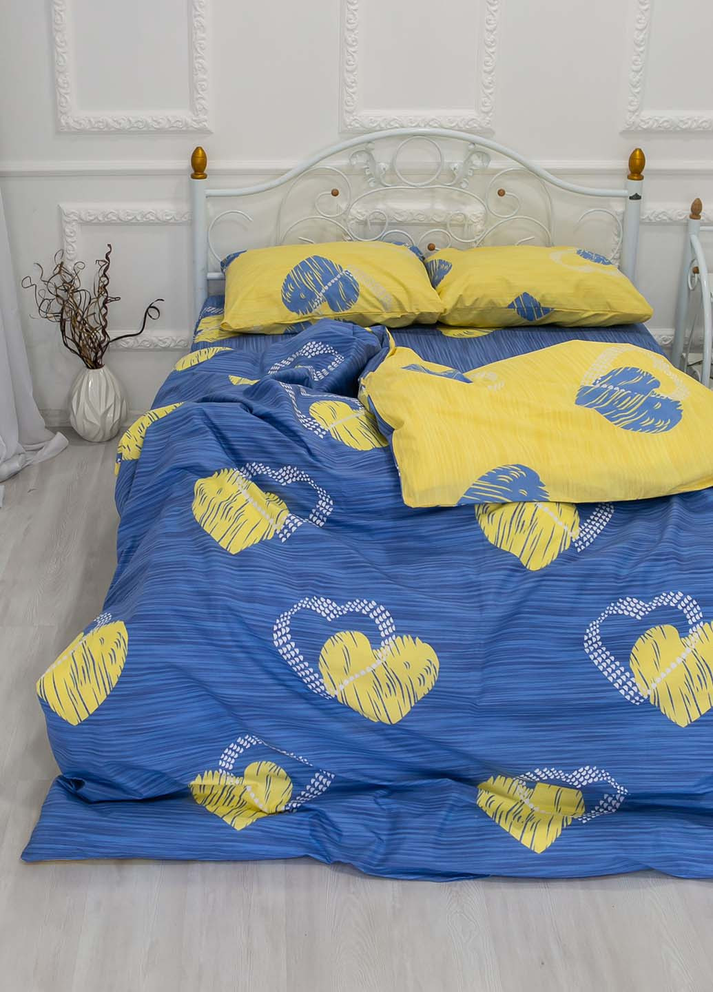 Комплект постельного белья Сердечки (синежелтые) (полуторный) Homedec - (260072746)