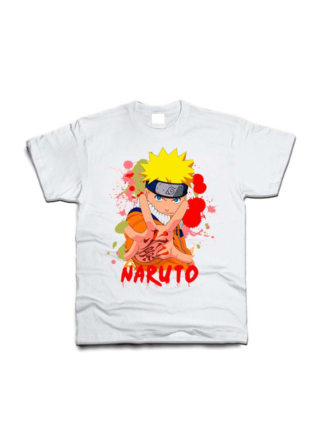 Белая демисезонная футболка наруто аниме naruto Fruit of the Loom