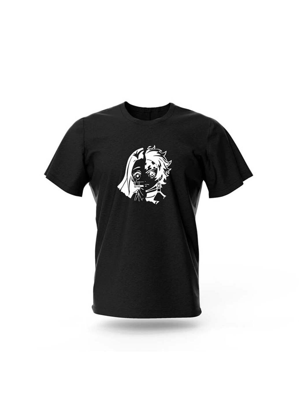 Чорна демісезонна футболка камадо клинок розсікаючий демонів - demon slayer Fruit of the Loom