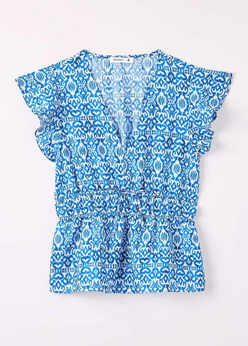 Синяя демисезонная блуза жен Terranova