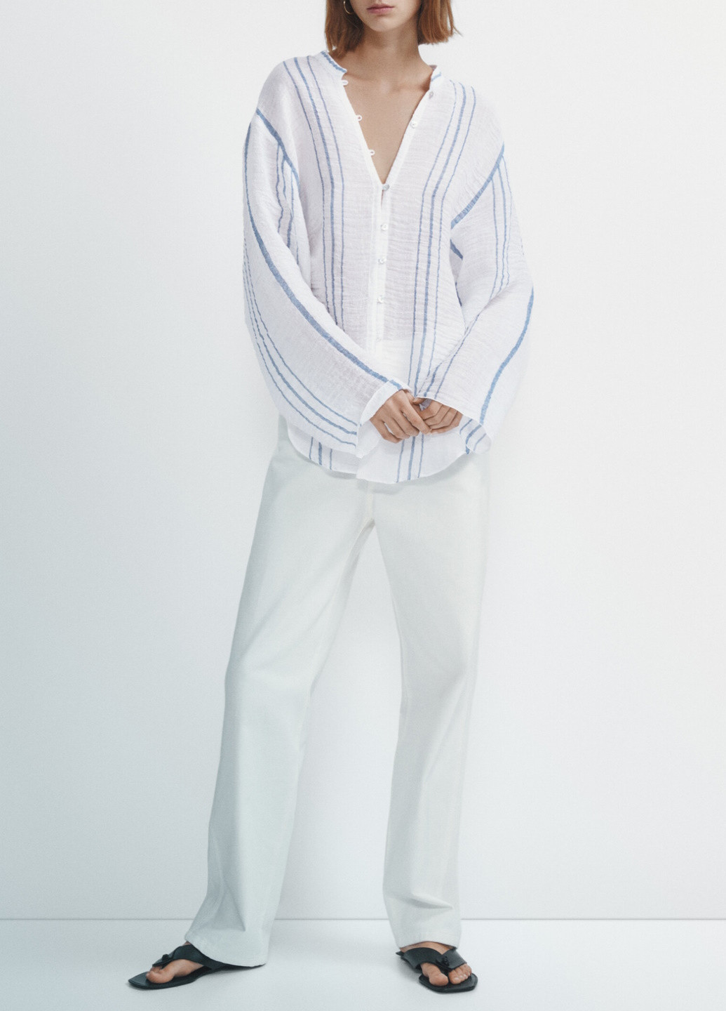 Белая демисезонная блузка Massimo Dutti