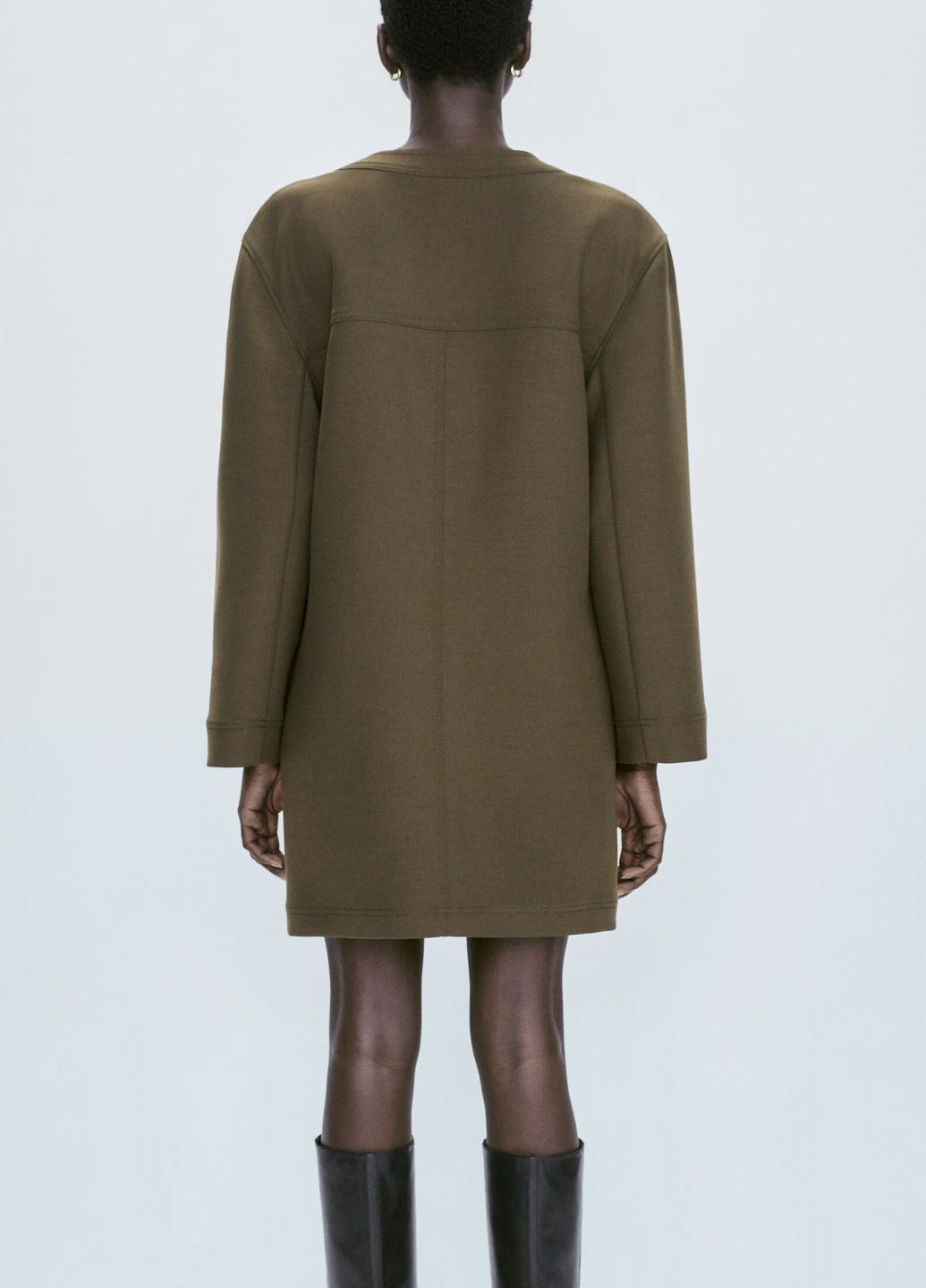Оливкова (хакі) ділова сукня Massimo Dutti однотонна