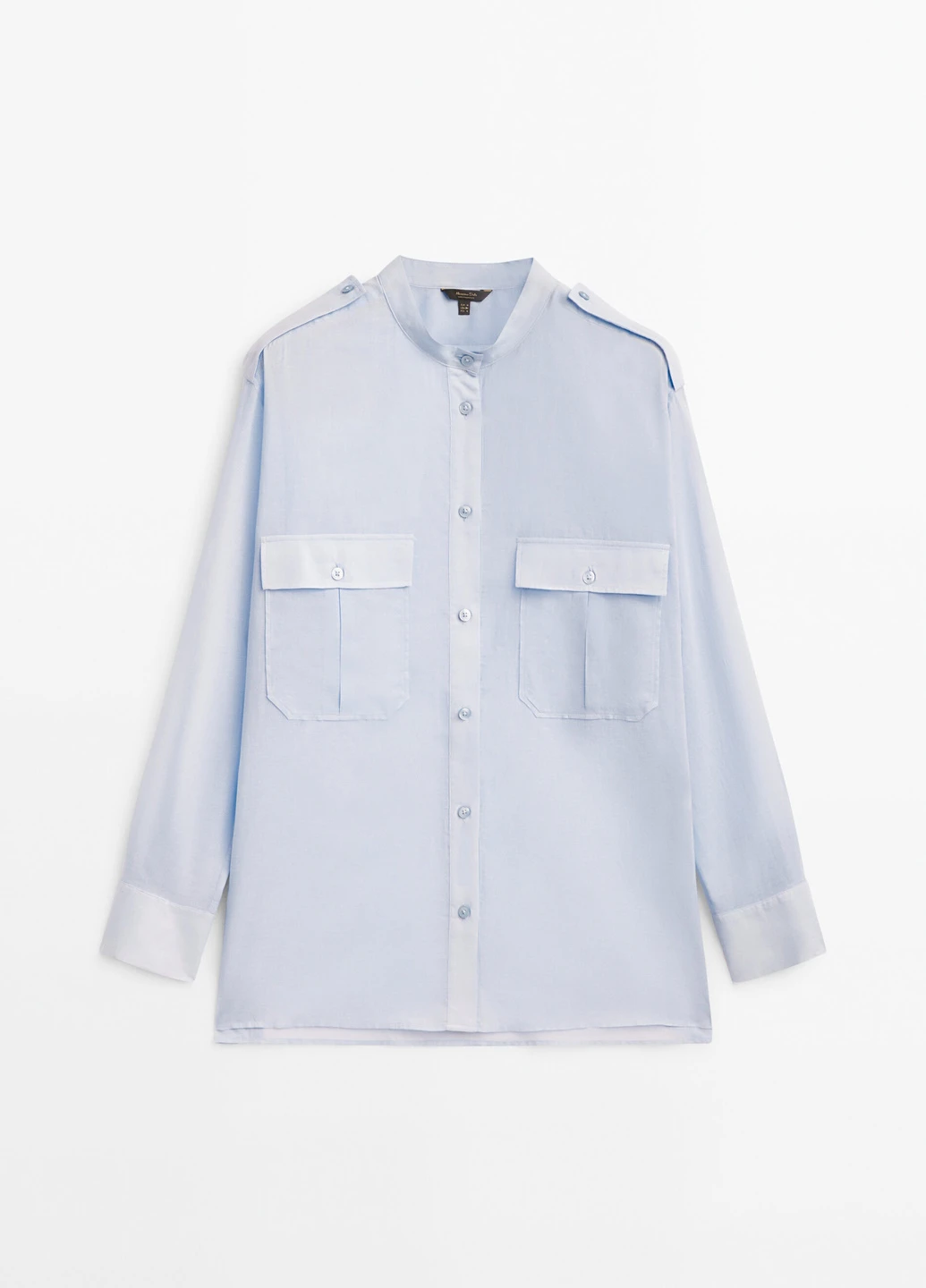 Голубой классическая рубашка однотонная Massimo Dutti