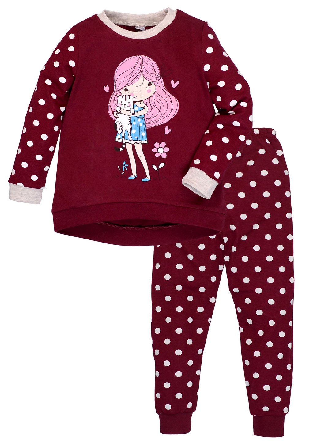 Бордовая всесезон пижама для девочки Татошка