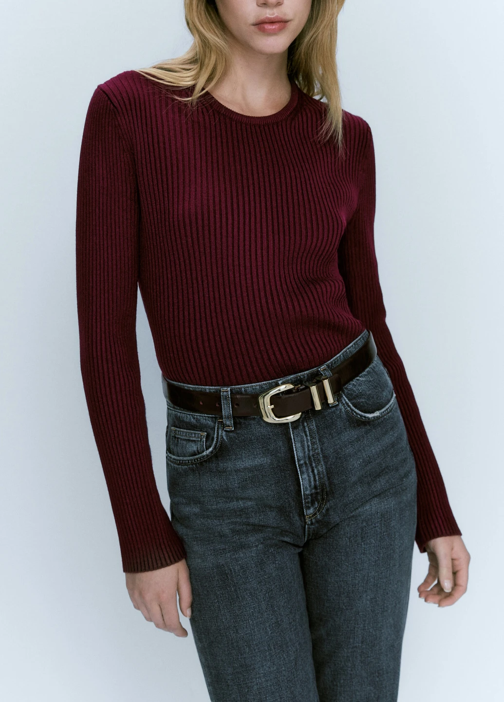 Бордовый демисезонный свитер Massimo Dutti