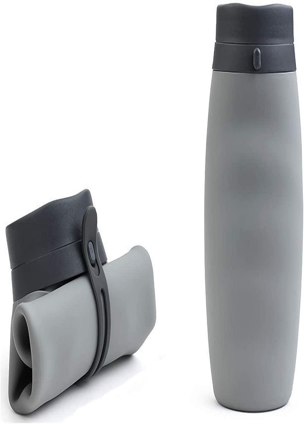 Универсальная силиконовая складная туристическая спортивная бутылка для воды 600 мл Серая VTech (260133879)