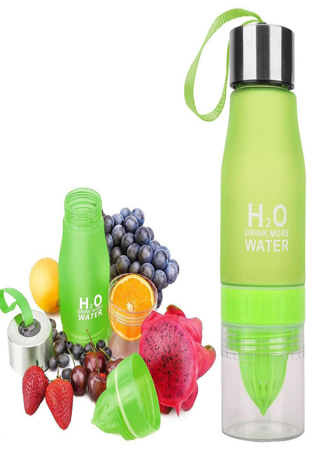 Универсальная бутылка для напитков с соковыжималкой H2O Drink More Water 650 мл Зеленая VTech (260133887)