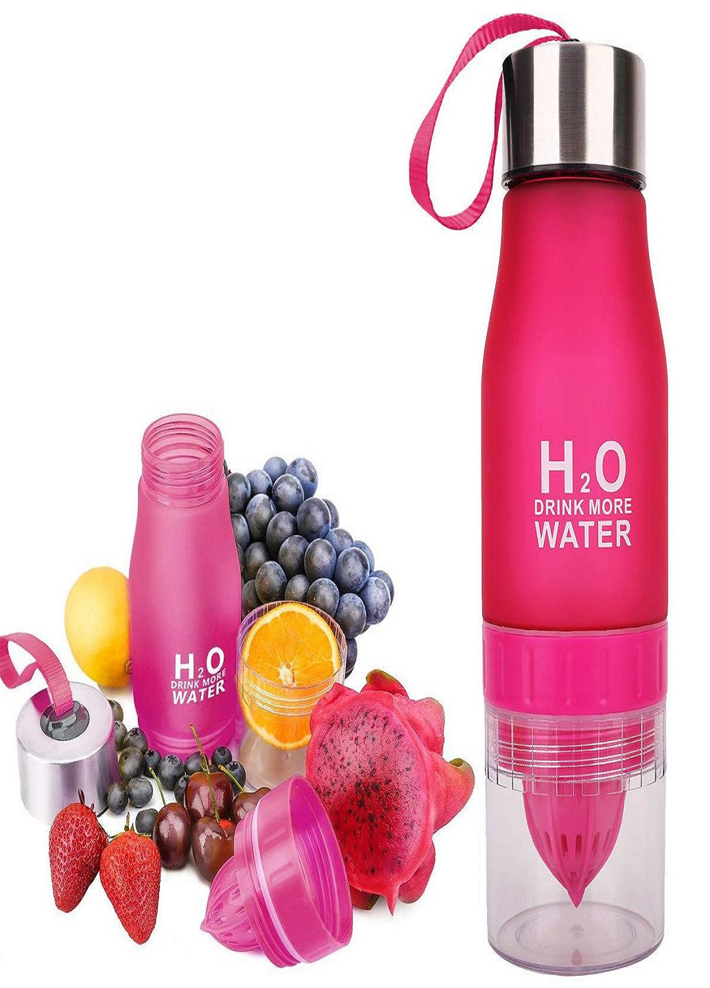 Универсальная бутылка для напитков с соковыжималкой H2O Drink More Water 650 мл Розовая VTech (260133876)