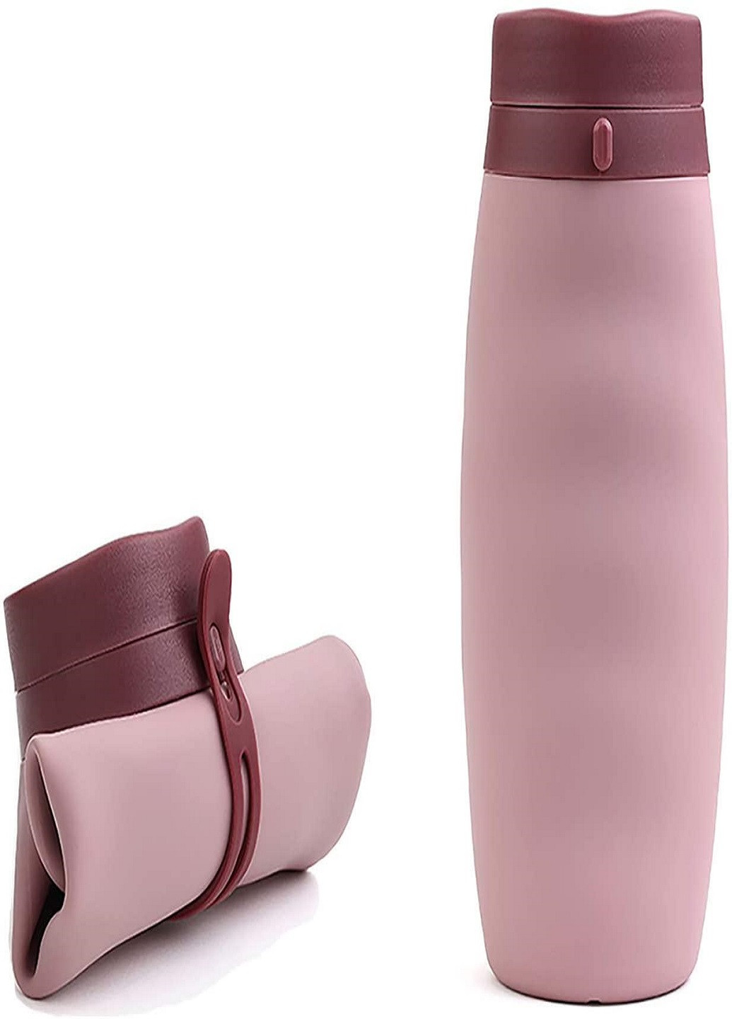 Універсальна силіконова складна туристична спортивна пляшка для води 600 мл Рожева VTech (260134035)