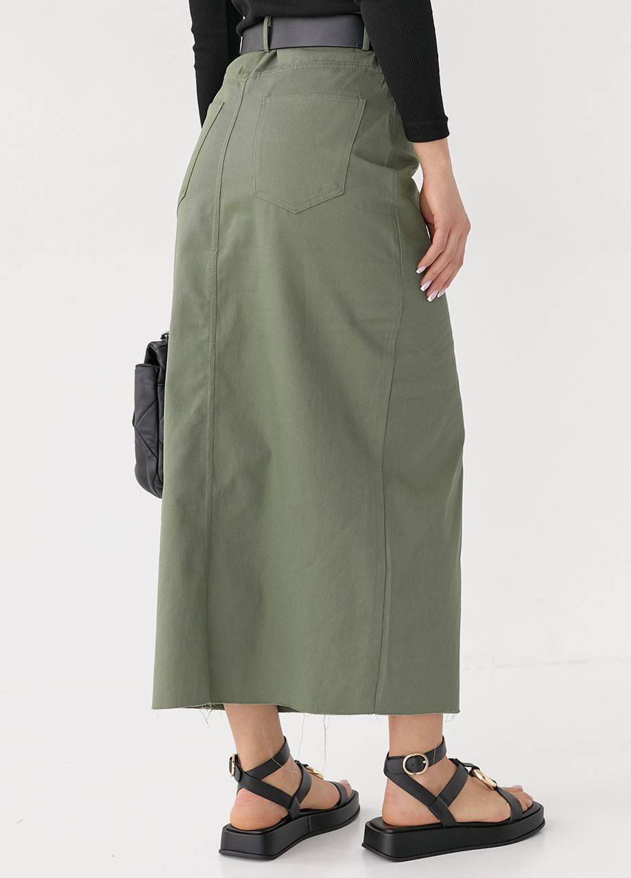 Коттонова спідниця міді з розрізом Lurex (260196855)