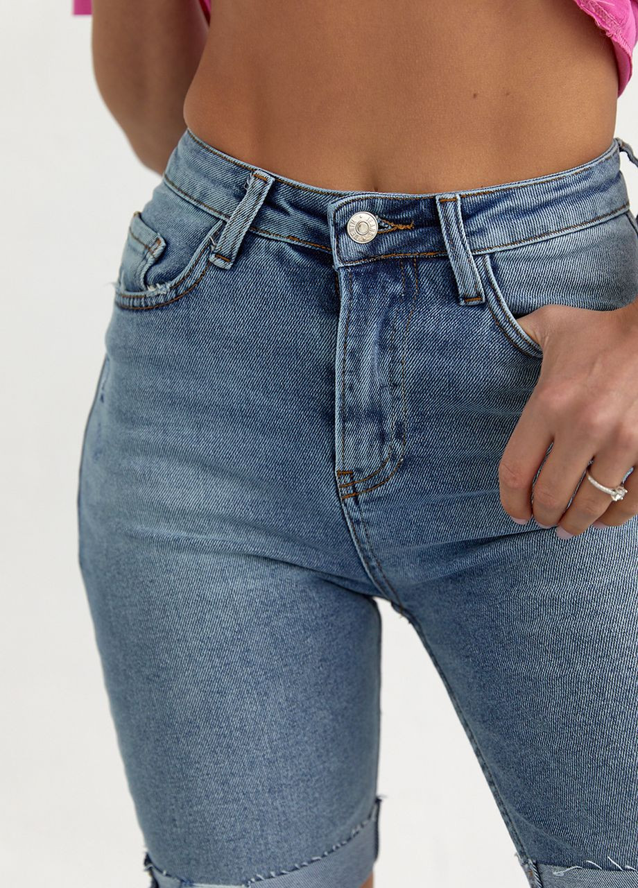 Женские джинсовые шорты с подкатом Lurex (260196958)