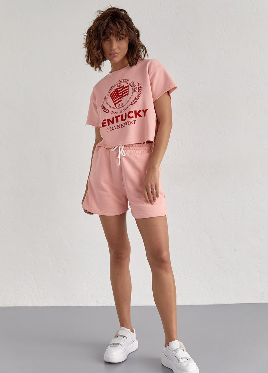 Жіночий спортивний комплект із шортами та футболкою Lurex (260197100)