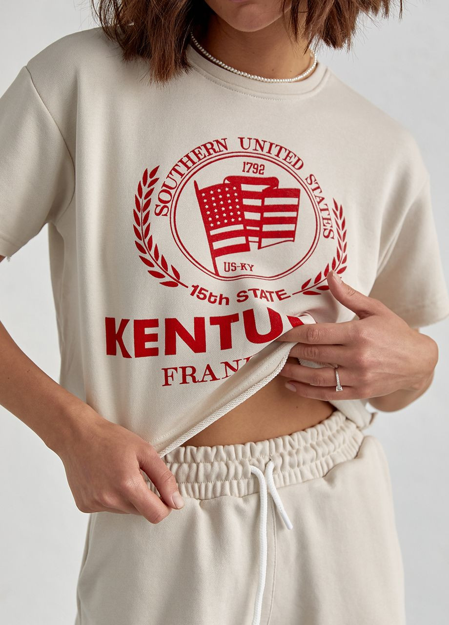 Жіночий спортивний комплект із шортами та футболкою Lurex (260197086)