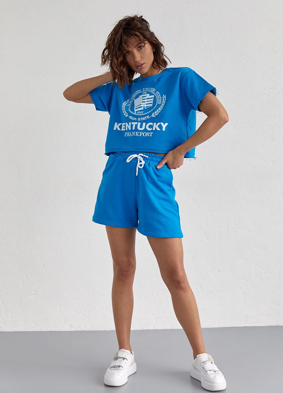 Жіночий спортивний комплект із шортами та футболкою Lurex (260197234)