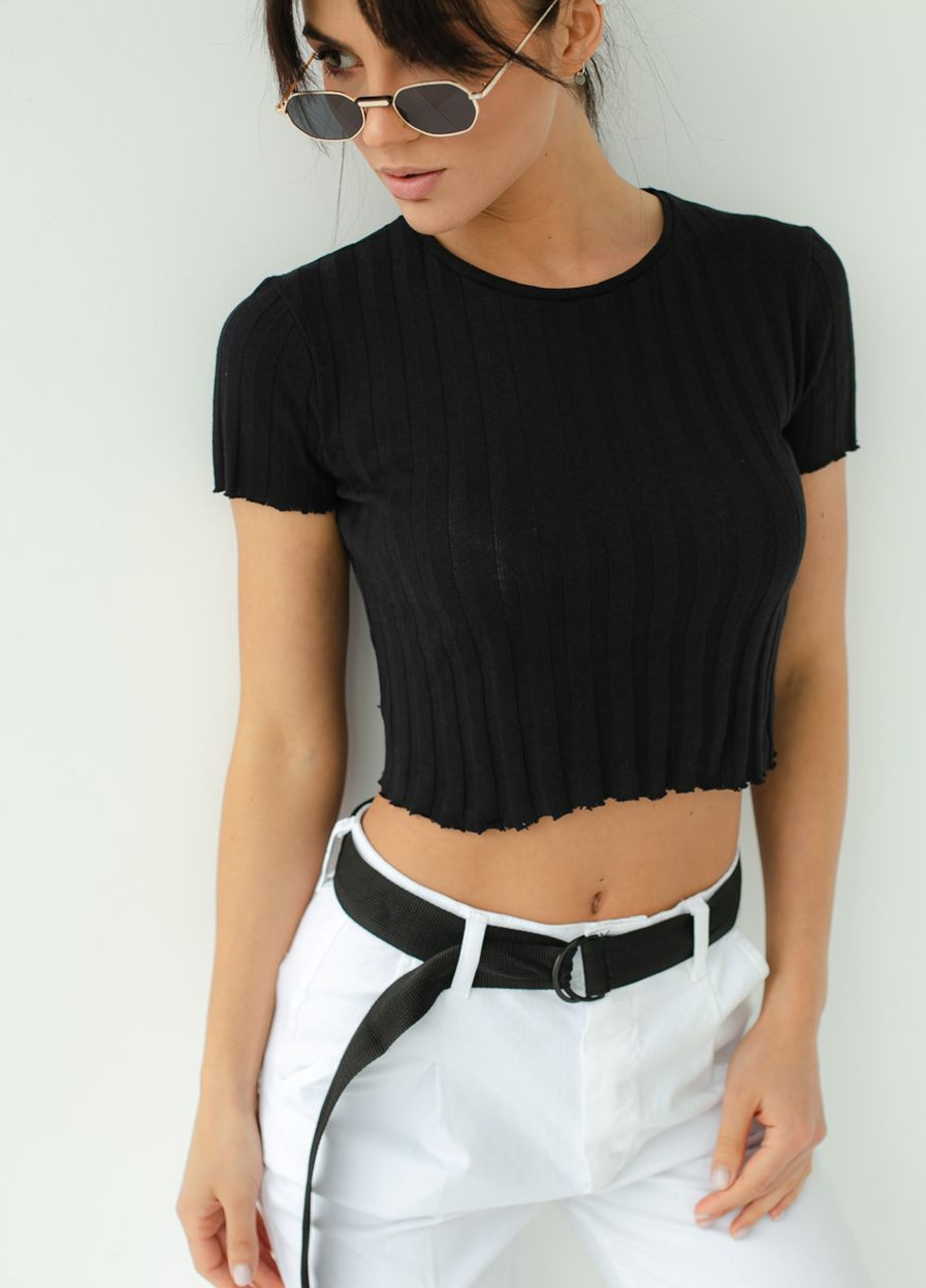 Короткая трикотажная футболка в широкий рубчик Busem - (260197756)