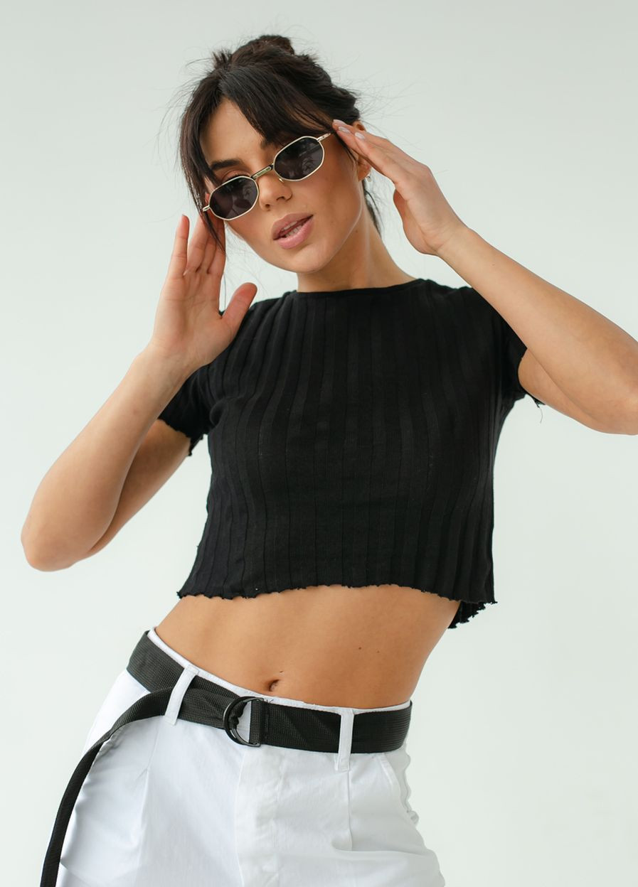 Короткая трикотажная футболка в широкий рубчик Busem - (260197756)