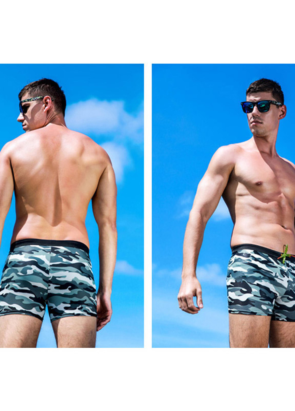 Мужские серые пляжные мужские плавки милитари пуш-ап Qike