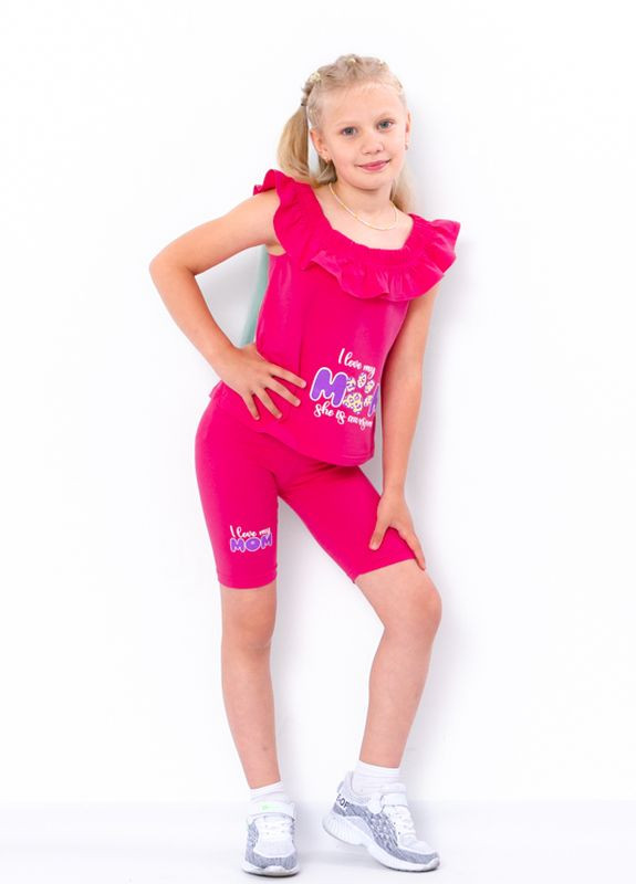 Малиновий літній комплект для дівчинки (футболка, велосипедки) малиновий носи своє (6382-036-33-v1) Носи своє