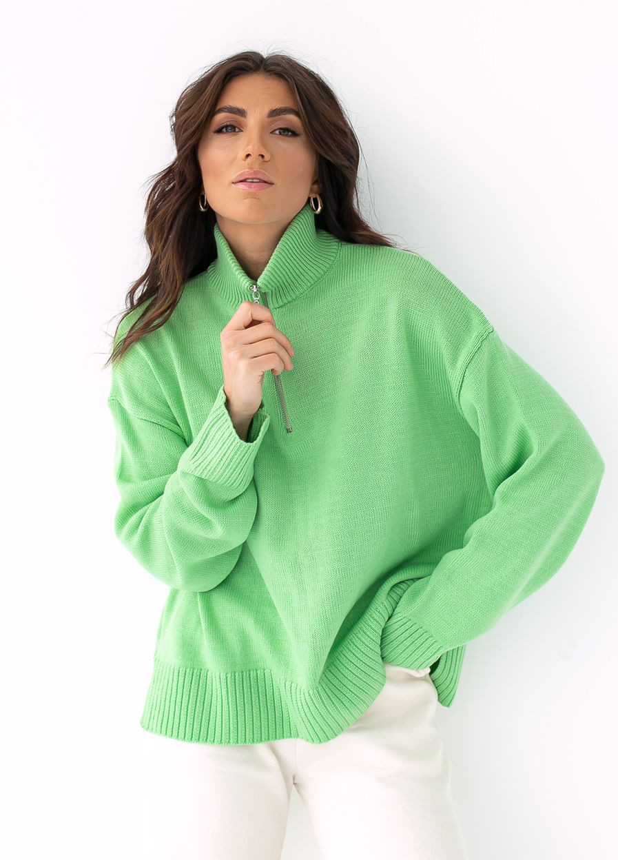 Мятный зимний трикотажный свитер с воротником стойкой на замке d-k pinkk-upp мятный DK