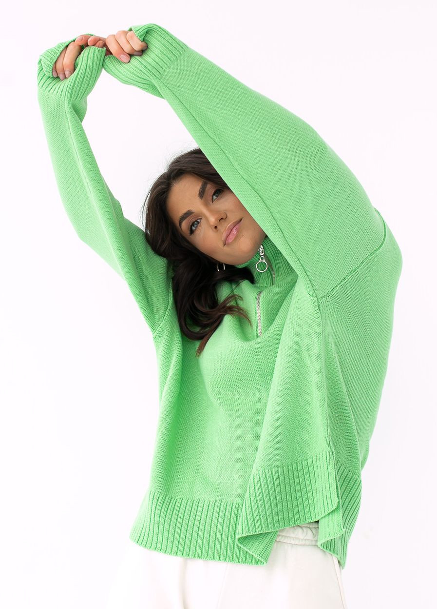 Мятный зимний трикотажный свитер с воротником стойкой на замке d-k pinkk-upp мятный DK