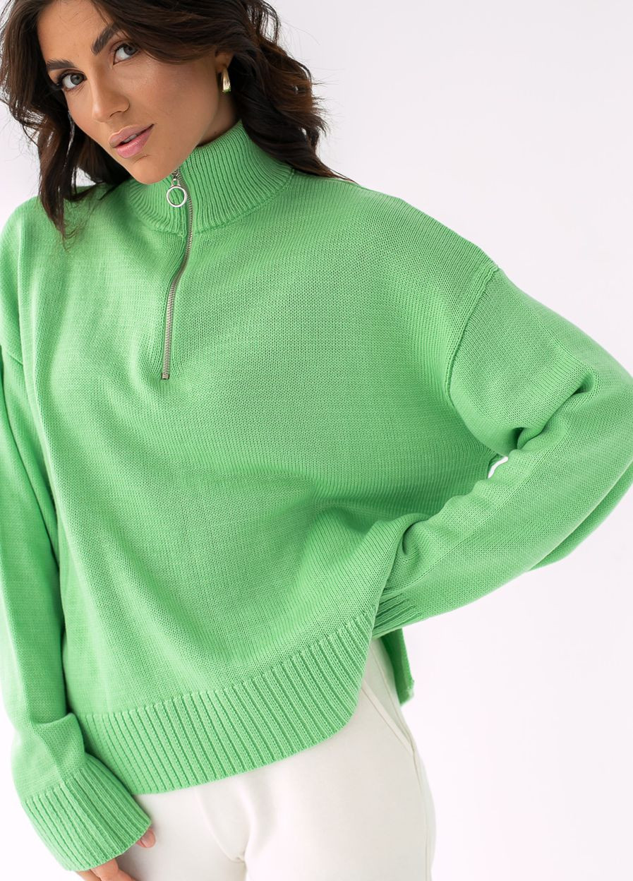 Мятный зимний трикотажный свитер с воротником стойкой на замке d-k pinkk-upp мятный DK