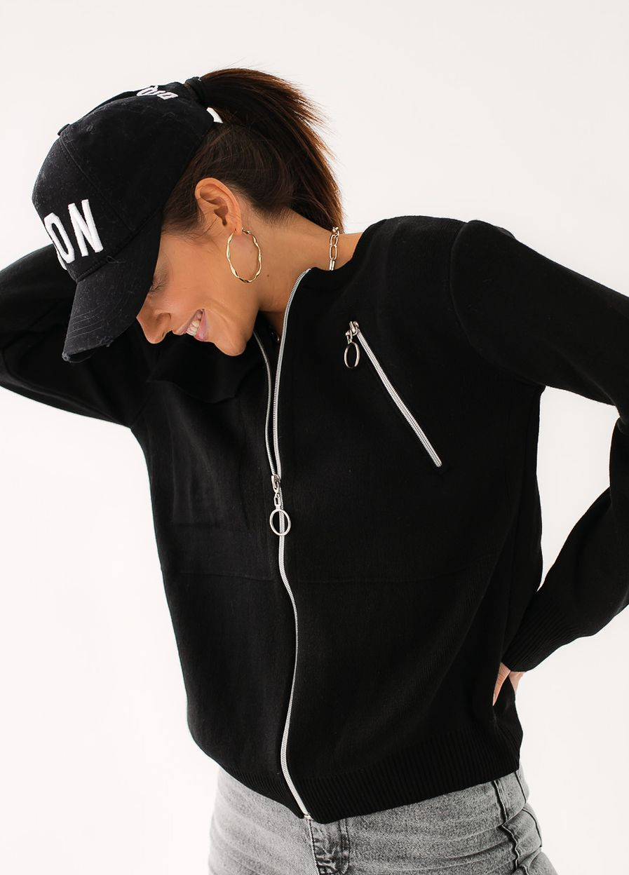 Черный кофта из трикотажа на металлической молнии с кольцом черный Sobe