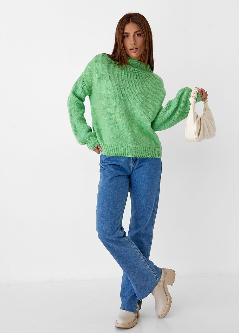 Салатовый зимний свитер женский однотонный свободного фасона салатовый Lurex