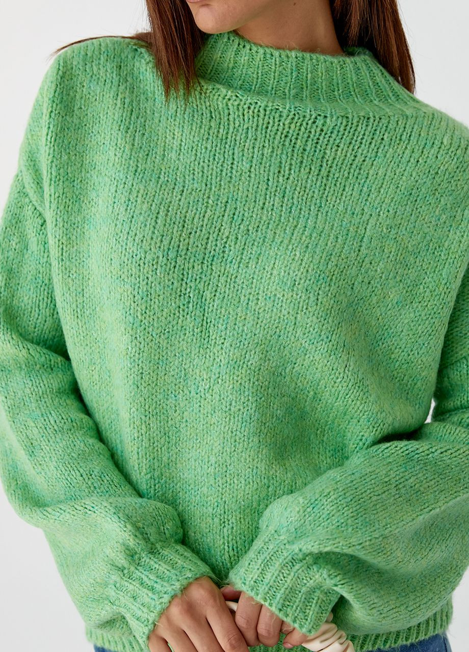 Салатовый зимний свитер женский однотонный свободного фасона салатовый Lurex
