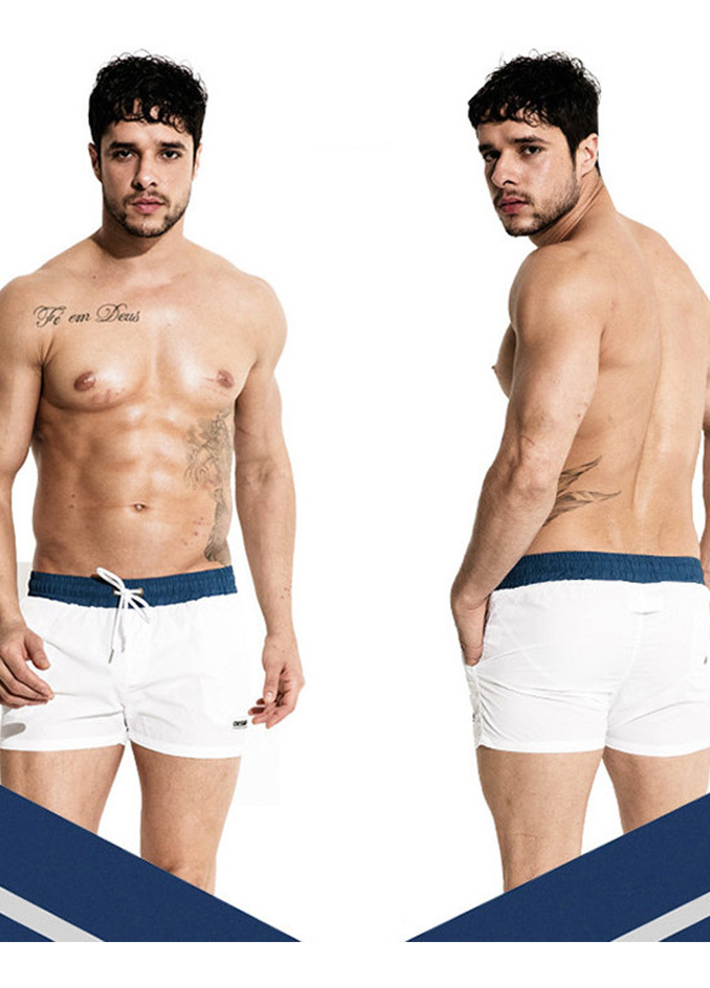 Белые мужские пляжные шорты с сеткой подкладкой Desmit (260167239)