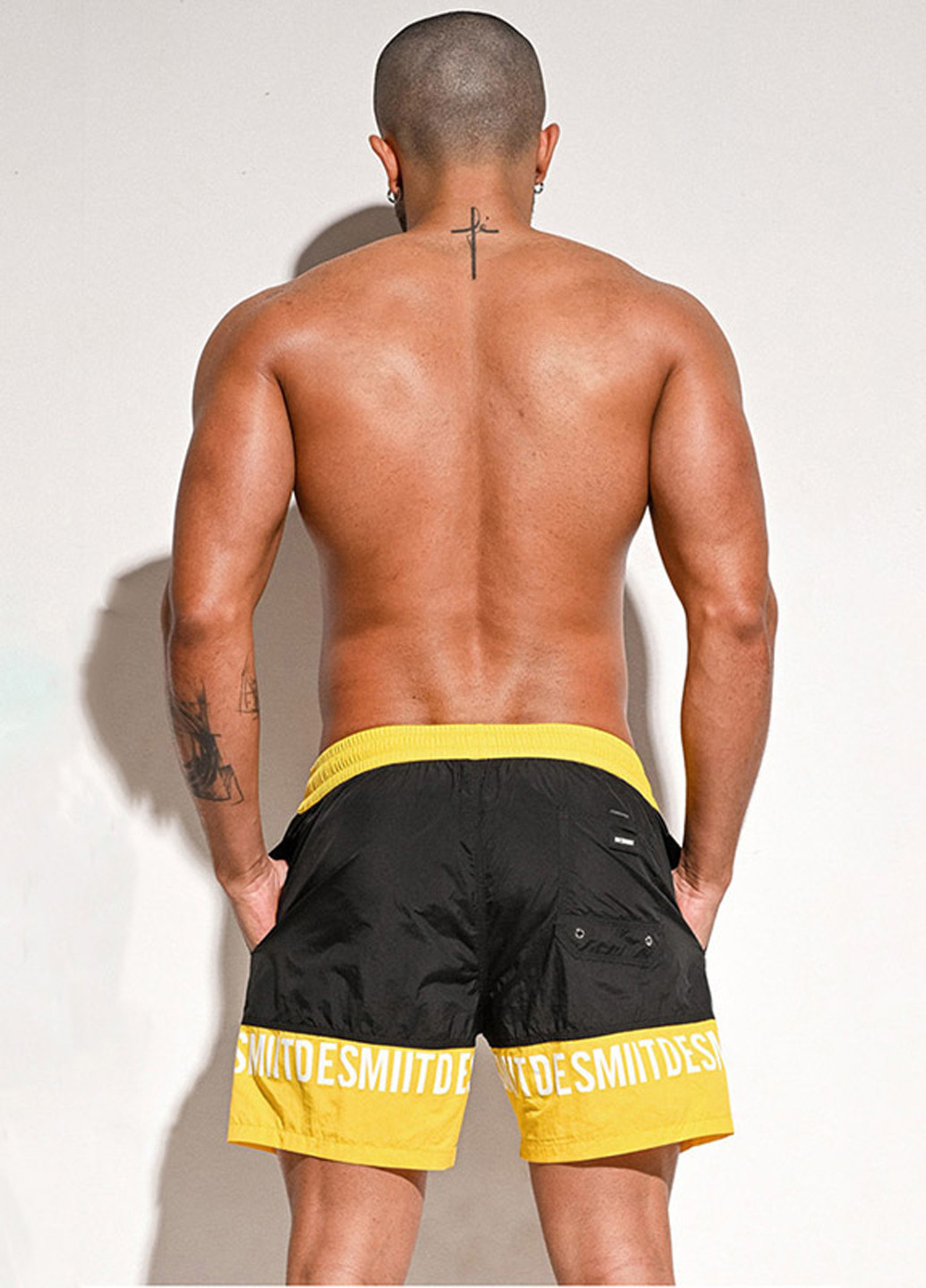 Черные мужские пляжные шорты с сеткой подкладкой Desmit (260167109)