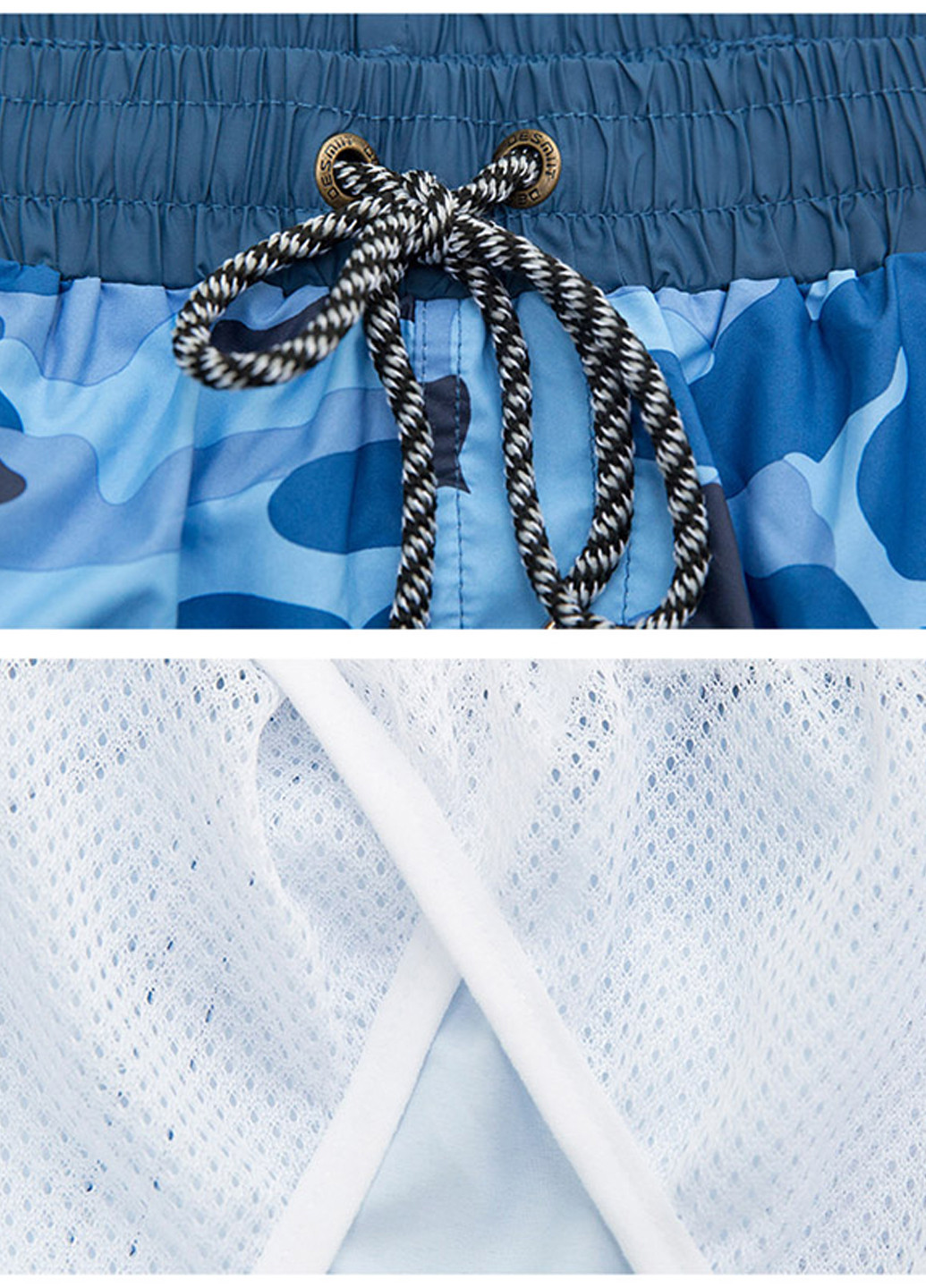 Темно-синие мужские пляжные шорты с сеткой подкладкой Desmit (260167091)